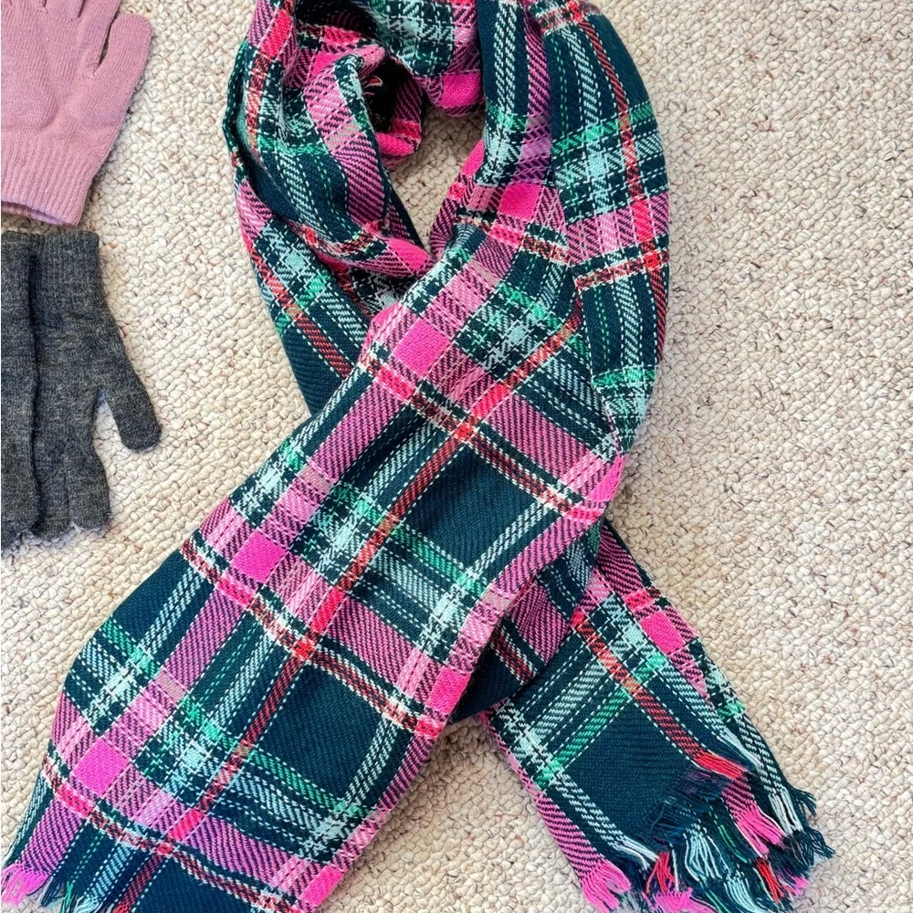 Soft Warm Mittens 4 pair, Bonus Large Knit Scarf Winter Fall Cool Weather